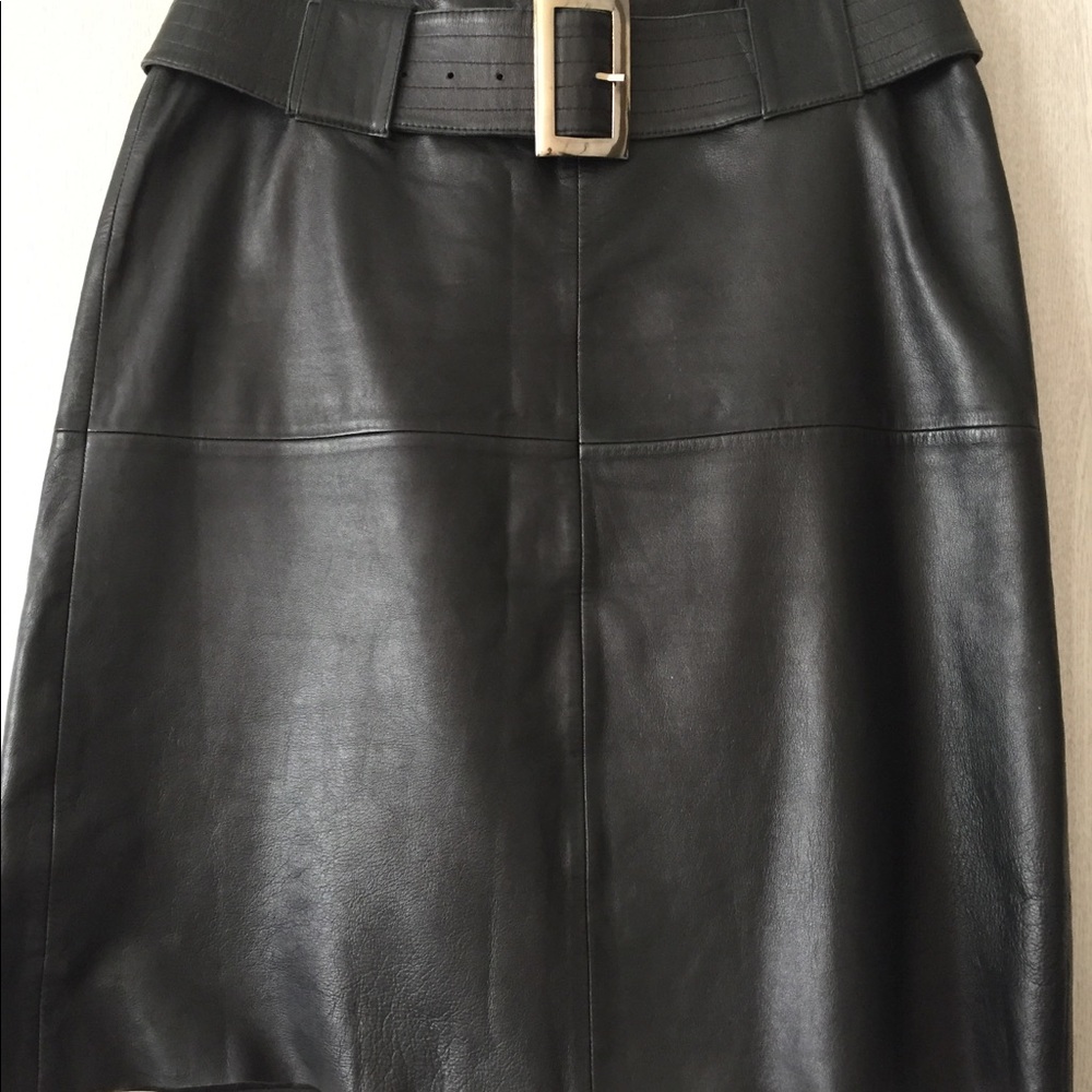 Leather Skirt, Black, Size 10